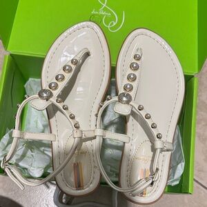 Sam Edelman White Kids Sandals with Pearl Silver Accents
